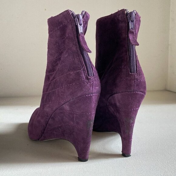 Heyraud Purple Suede Zip up Wedge Booties 37 - Picture 4 of 8